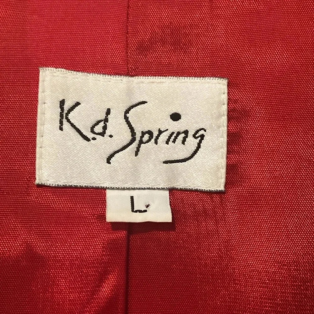 Vintage K.D. Spring wearable art blazer womens L Red Boho artsy layering - Picture 8 of 16